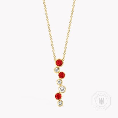 Bubbles Ruby and Diamond Drop Pendant 2.26ct in 18ct Rose Gold