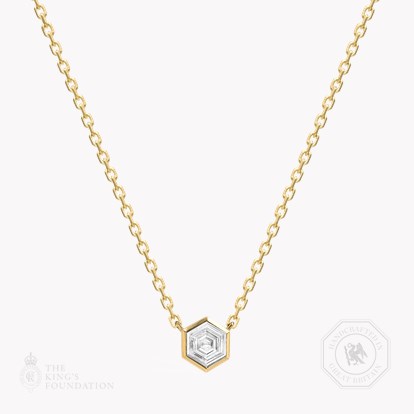 Honeycomb Diamond Solitaire Pendant 0.50ct in 18ct Yellow Gold