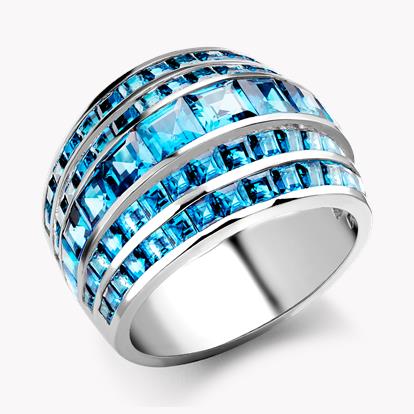 Manhattan Five Row Aquamarine Dress Ring 4.75ct in Platinum