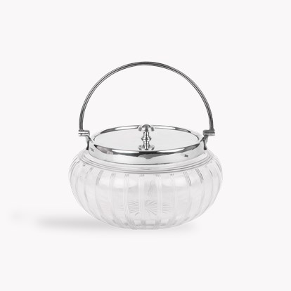 Silver George V Cut Glass Biscuit Jar