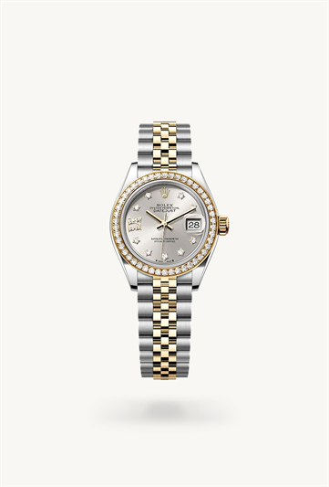 Rolex Lady-Datejust Oyster, 28 mm, Oystersteel, yellow gold and diamonds