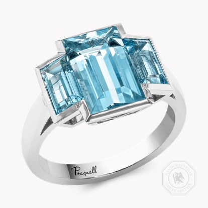 Kingdom 3.45ct Aquamarine Three Stone Ring in Platinum