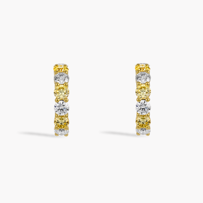 Brilliant Cut 2.86ct Diamond and Yellow Diamond Earrings