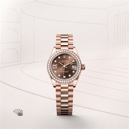 Lady-Datejust, Oyster, 28 mm, Everose gold and diamonds watch