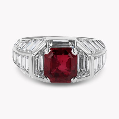 Octagonal Cut 1.90ct Burma Ruby and Diamond Ring