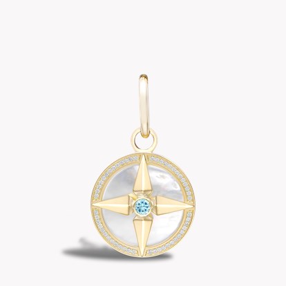 Blue Topaz Pendant Charm in 18ct Yellow Gold