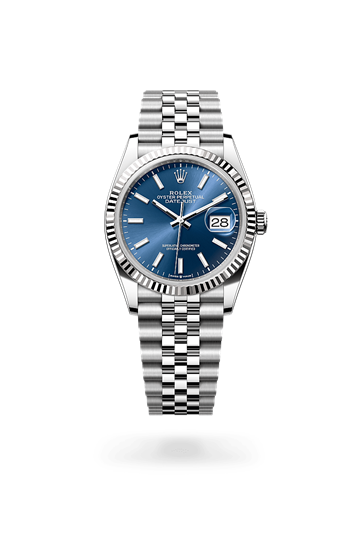 Datejust 36 * Oyster, 36 mm, Oystersteel and white gold with a Dark grey set with diamonds Fluted bezel and Jubilee, five-piece links bracelet