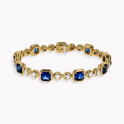 Masterpiece Skimming Stone 12.40ct Sapphire and Diamond Bracelet in 18ct Yellow Gold