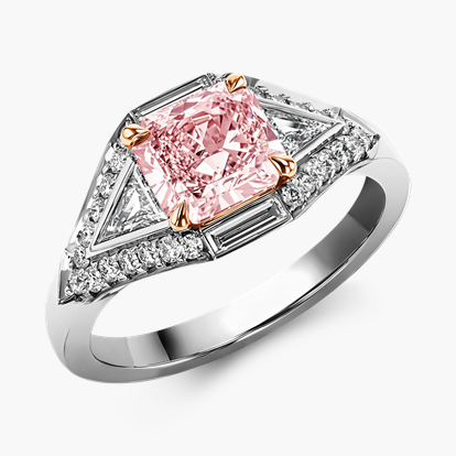 Masterpiece Astoria Fancy Orangy Pink Diamond Ring 1.28cts in 18ct Rose Gold and Platinum