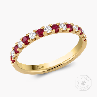 Brilliant Cut Ruby and Diamond Half Eternity Ring