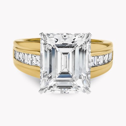 Masterpiece Manhattan Emerald Cut 7.04ct Diamond Ring in 18ct Yellow Gold and Platinum