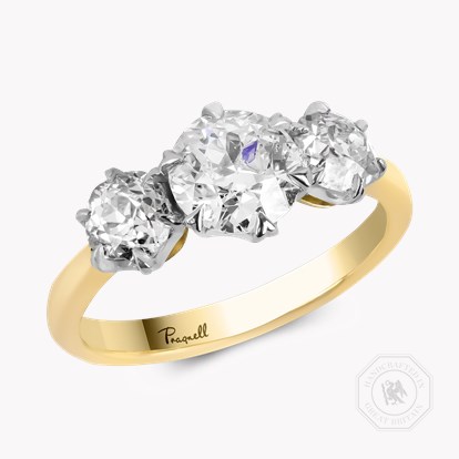 Coronet Old Cut 1.96ct Diamond Three Stone Ring