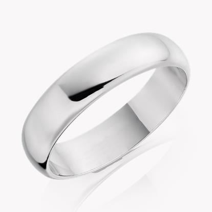 5mm D-Shape Wedding Ring in Platinum