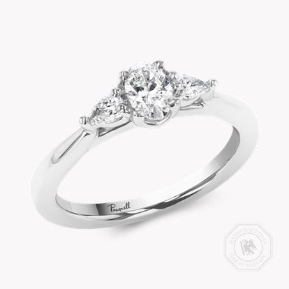Classic 0.31ct Oval Cut Diamond Three Stone Ring - 2mm Width in Platinum