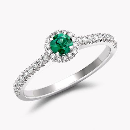 Round Brilliant Cut Emerald Ring 0.25ct in 18ct White Gold