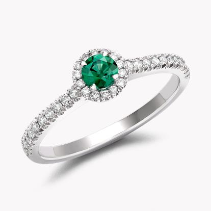 Celestial 0.25ct Emerald and Diamond Cluster Ring in 18ct White Gold