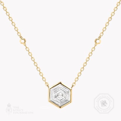 Honeycomb Diamond Solitaire Pendant 1.50ct in 18ct Yellow Gold