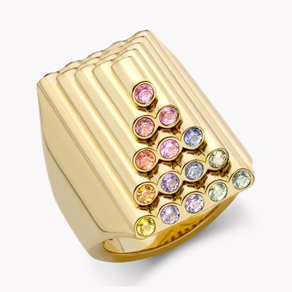 Rainbow Eclipse Pyramid Ring 1.73ct in 18ct Yellow Gold