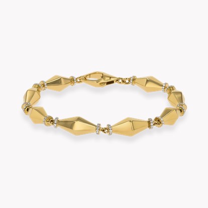 Cleopatra 0.75ct Diamond Gold Faceted Barrel Link Bracelet in 18ct Yellow Gold