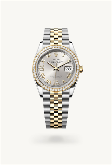 Datejust 36 * Oyster, 36 mm, Oystersteel, yellow gold and diamonds with a Bright black set with diamonds Set with diamonds bezel and Jubilee, five-piece links bracelet