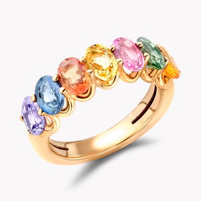 Rainbow Fancy Sapphire Cocktail Ring 3.53ct in 18ct Rose Gold
