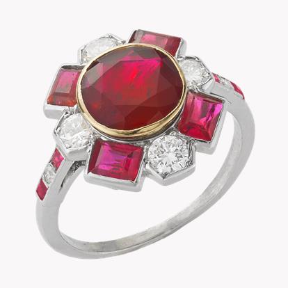 Cartier Art Deco 2.01ct Burmese Ruby and Diamond Ring in Platinum