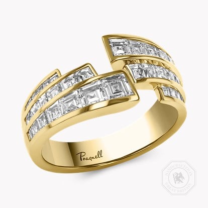 Manhattan 1.73ct Diamond Three Row Cross Over Ring  in 18ct Yellow Gold