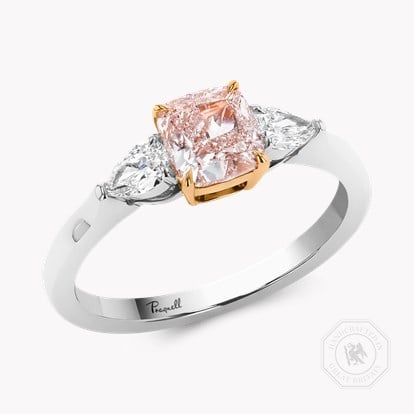 Cushion Cut 1.06ct Fancy Light Pink Diamond Ring in Platinum and 18ct Rose Gold