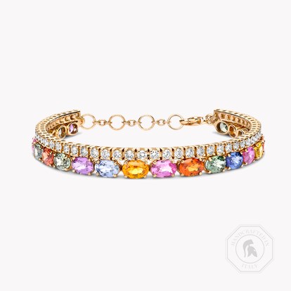 Rainbow Fancy Sapphire and Diamond Bracelet 15.69ct in 18ct Rose Gold