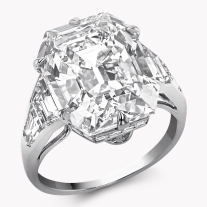 Art Deco Asscher cut diamond ring 10.46ct in Platinum
