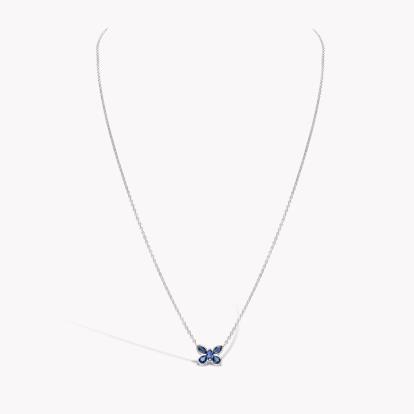 Butterfly Blue Sapphire Pendant 0.66ct in White Gold