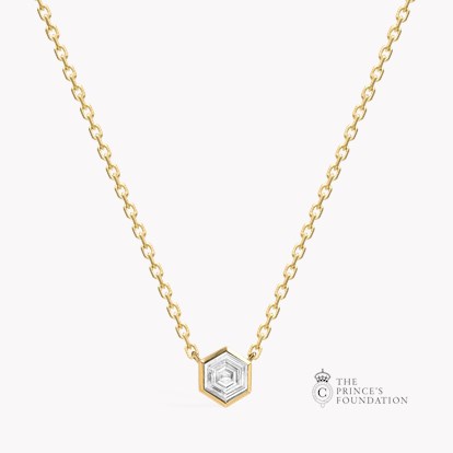 Honeycomb Diamond Solitare Pendant 0.50ct in 18ct Yellow Gold