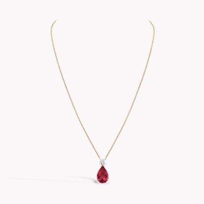 Pear Shaped 1.17ct Ruby and Diamond Pendant