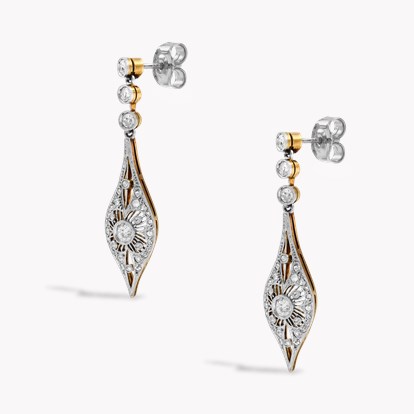 Edwardian Old & Rose Cut 1.00ct Diamond Drop Earrings