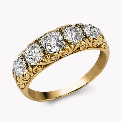 Antique Inspired 1.89ct Diamond Five Stone Ring in 18ct Yellow Gold
