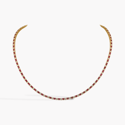 Brilliant Cut 3.59ct Ruby and Diamond Line Necklace