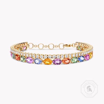 Rainbow Sapphire and Diamond Bracelet 6.57ct in 18ct Rose Gold
