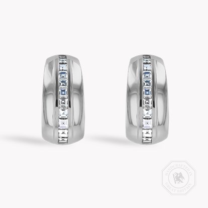 Manhattan 0.49ct Single Row Diamond Huggie Earrings in 18ct White Gold