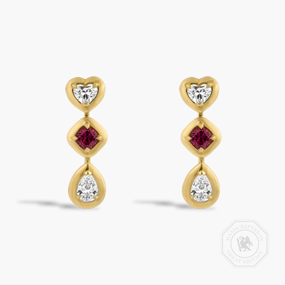Skimming Stone 1.10ct Ruby and Diamond Drop Earrings