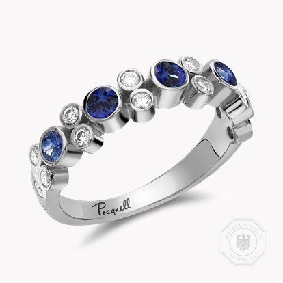 Bubbles Blue Sapphire and Diamond Half-Eternity Ring