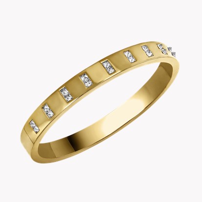 Inverted Princess Cut Diamond RockChic Bangle 1.54ct in 18ct Yellow Gold