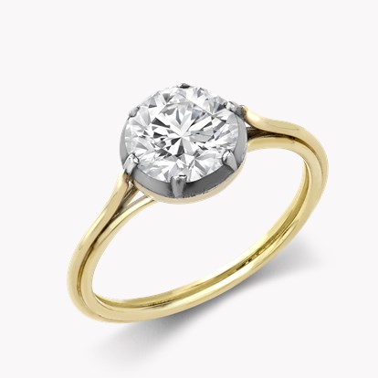 Georgian Setting 1.34ct Diamond Solitaire Ring in 18ct Yellow Gold & Platinum