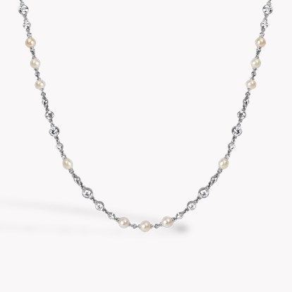 Diamond and Pearl Chain Necklace