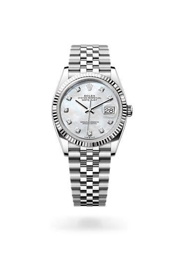 Datejust 36 * Oyster, 36 mm, Oystersteel and white gold with a Dark grey set with diamonds Fluted bezel and Jubilee, five-piece links bracelet