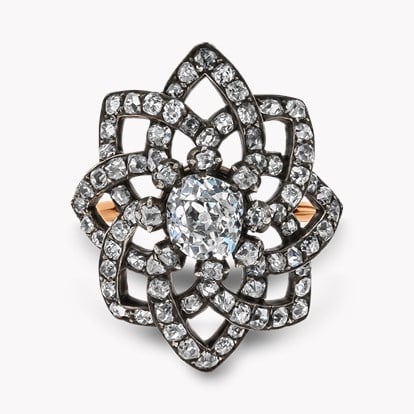 Victorian Old Cut 1.65ct Diamond Rosette Cluster Ring
