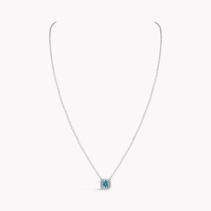 Asscher Cut 0.55ct Lukusuzi Aquamarine and Diamond Pendant