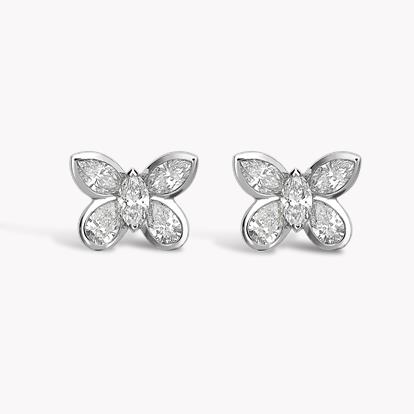 Butterfly Diamond Stud Earrings 0.90ct in White Gold