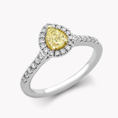 Celestial Collection Fancy Light Yellow Pear Diamond Ring 0.31ct in Platinum & 18ct Yellow Gold