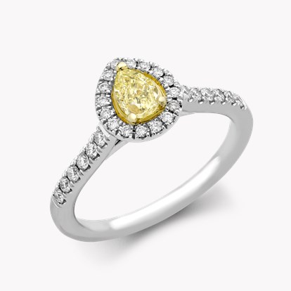 0.31ct Fancy Light Yellow Pear Diamond Ring in Platinum & 18ct Yellow Gold