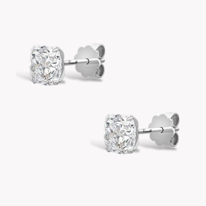 Windsor 3.04ct Cushion Cut Diamond Stud Earrings in 18ct White Gold